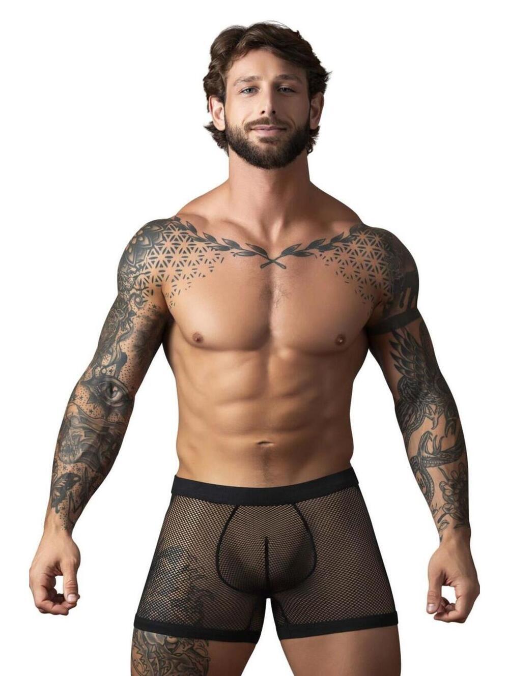 Male Power 152-11C Fishnet 2 Pouch Short Color Black